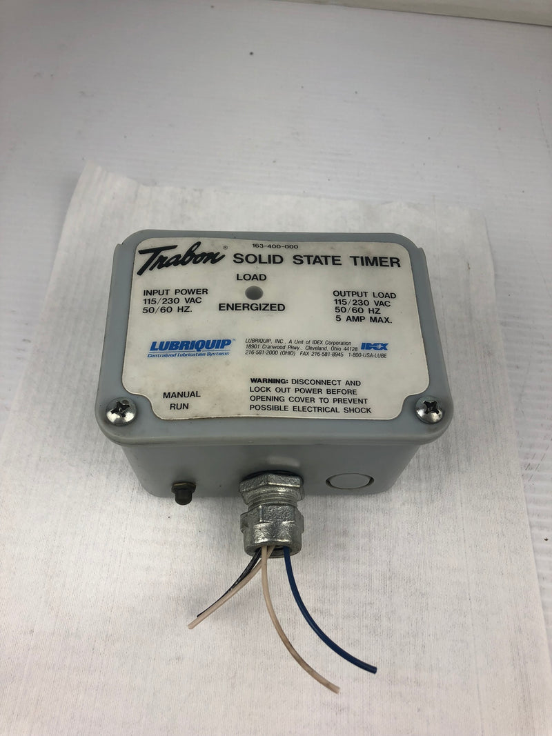 Trabon 163-400-000 Solid State Timer 115/230 VAC 50/60 Hz