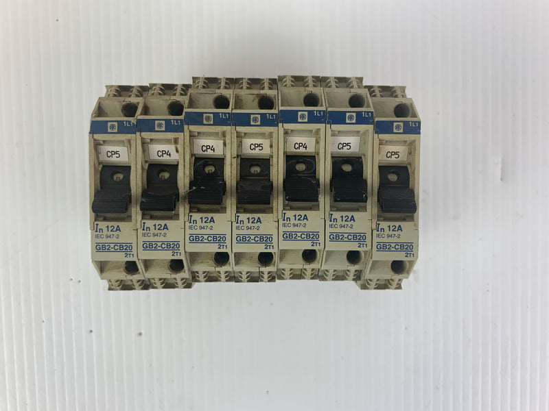 Lot of 7 Telemecanique Circuit Breakers GB2-CB20 12 Amps