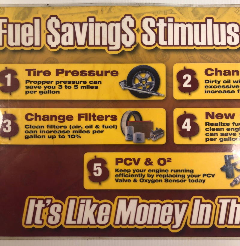 Auto Shop Counter Mat Double Sided Fuel Savings Car Diagram Laminated 24" x 15"