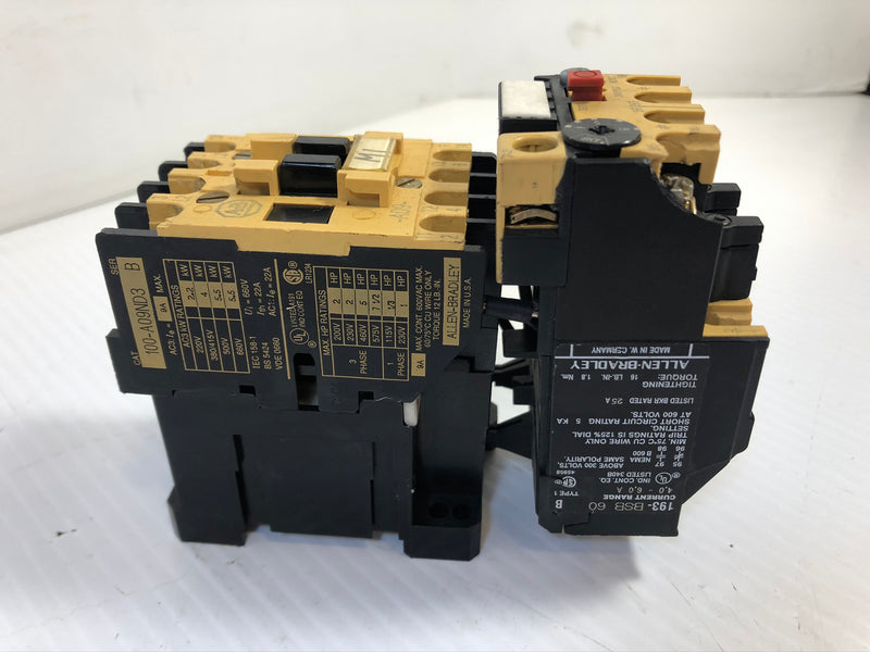 Allen-Bradley 100-A09ND3 Series B Contactor with 193-BSB60 Overload Relay