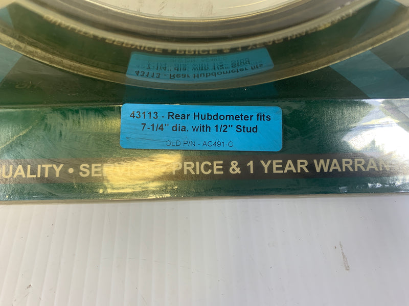 American Chrome Rear Hubdometer 43113 7 1/4" Dia 1/2" Stud