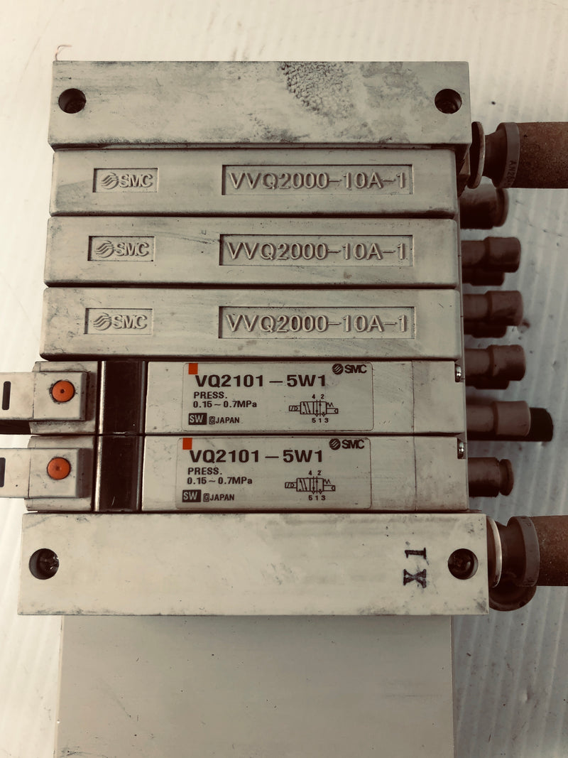 SMC Manifold with Valves VVQ2000-10A-1 VQ2101-5W1