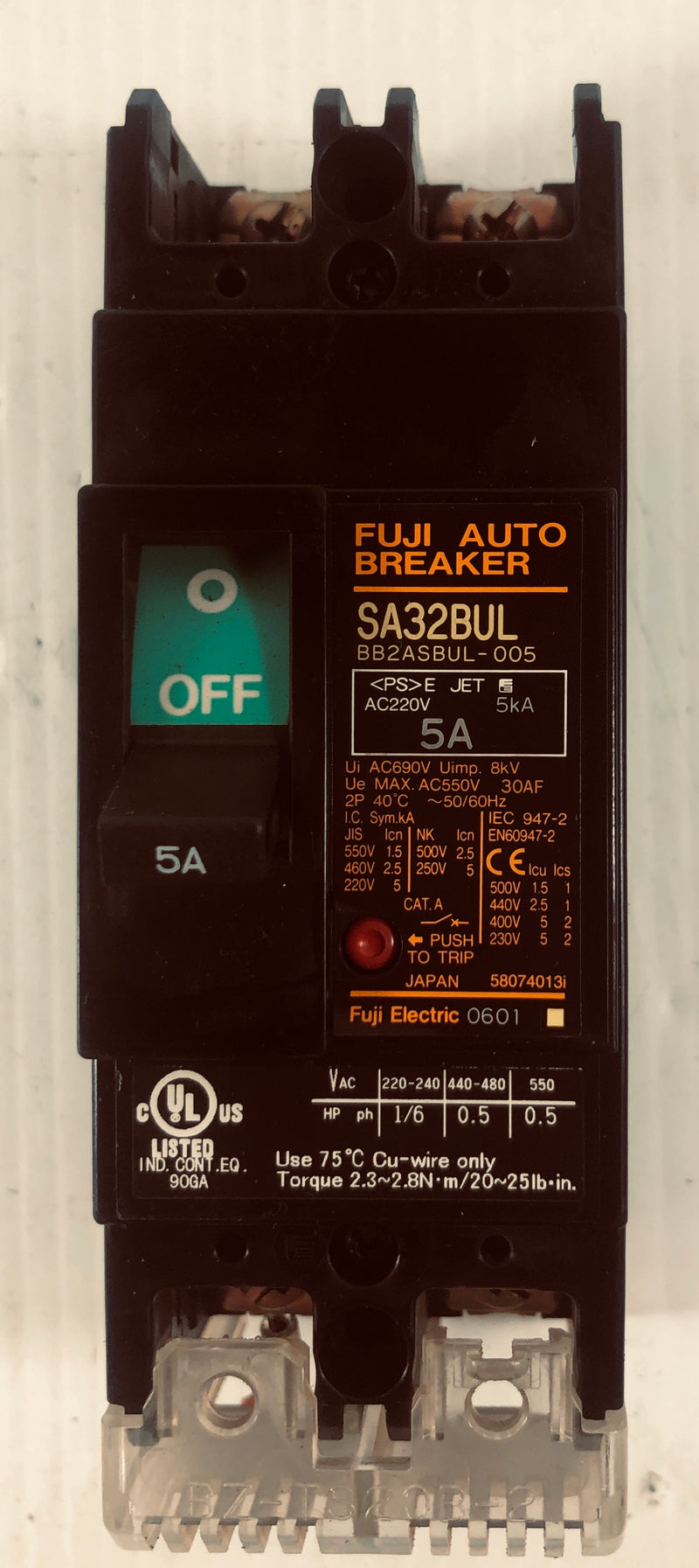 Fuji Auto Breaker SA32BUL BB2ASBUL-005 5 Amp