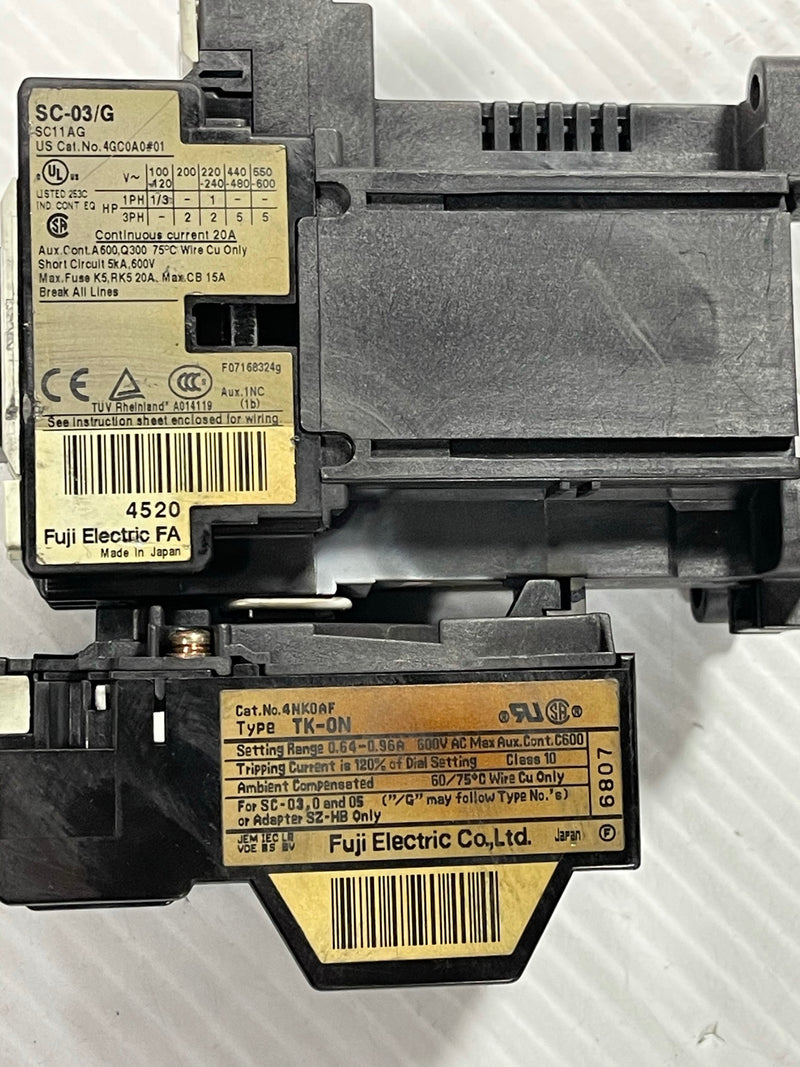 Fuji Electric Contactor SC-03/G and Overload Relay TK-ON