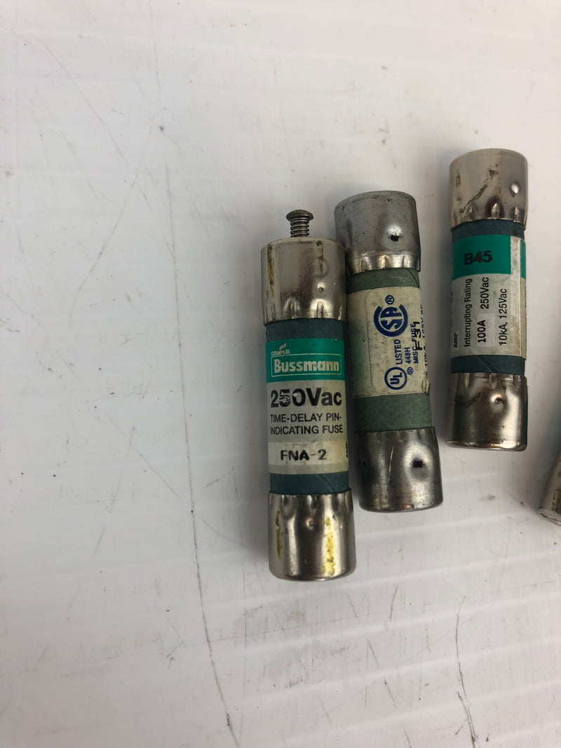 Bussmann FNA-2 Time-Delay Pin-Indicating Fuses 100A 250VAC - Lot of 4