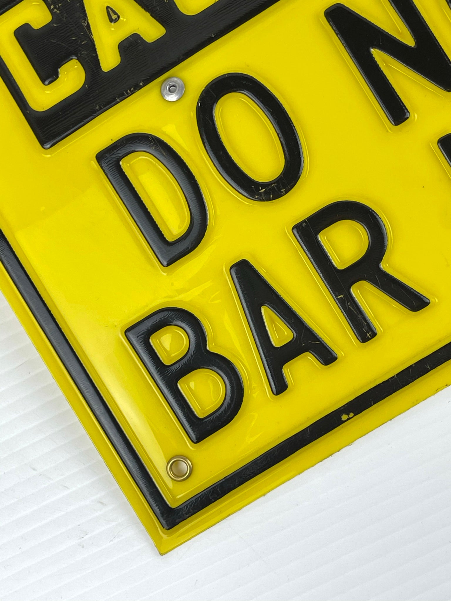 Industrial Sign 9-1/2" x 12-1/2" "Caution Do Not Bar Unit" Yellow and Black
