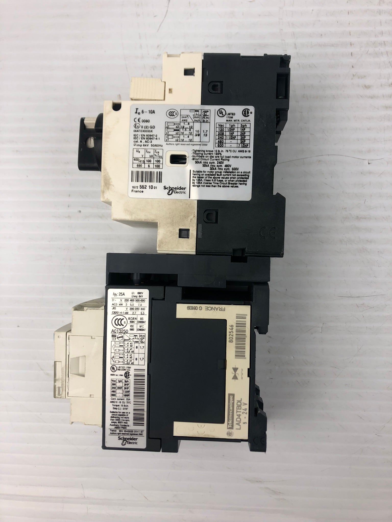 Telemecanique GV2-P14/6-10A Motor Circuit Breaker with LC1D12 Contactor