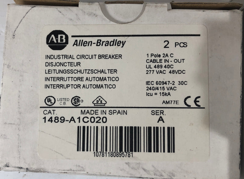 Allen-Bradley Industrial Circuit Breaker 1489-A1C020 (Box of 2)