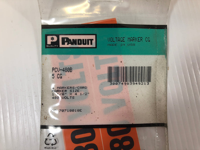 Panduit PCV-480B and PCV-120B Voltage Marker Cards 120V 480 Volts (28) 5 Packs