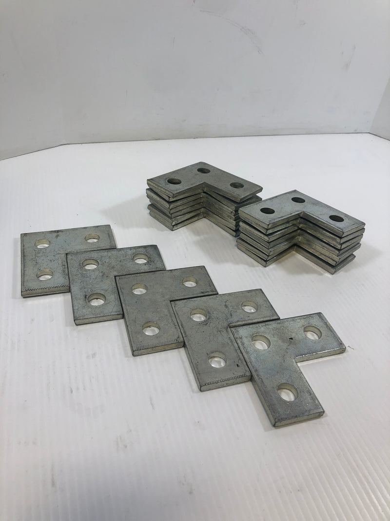 Flat Corner Plate Bracket 3-Hole 3-1/2" x 3-1/2" x 1-5/8" x 1/4" Lot of 19