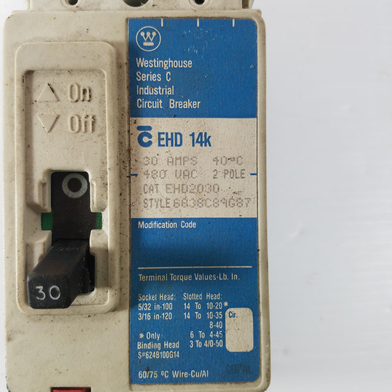 Westinghouse EHD2030 2 Pole 30A Circuit Breaker