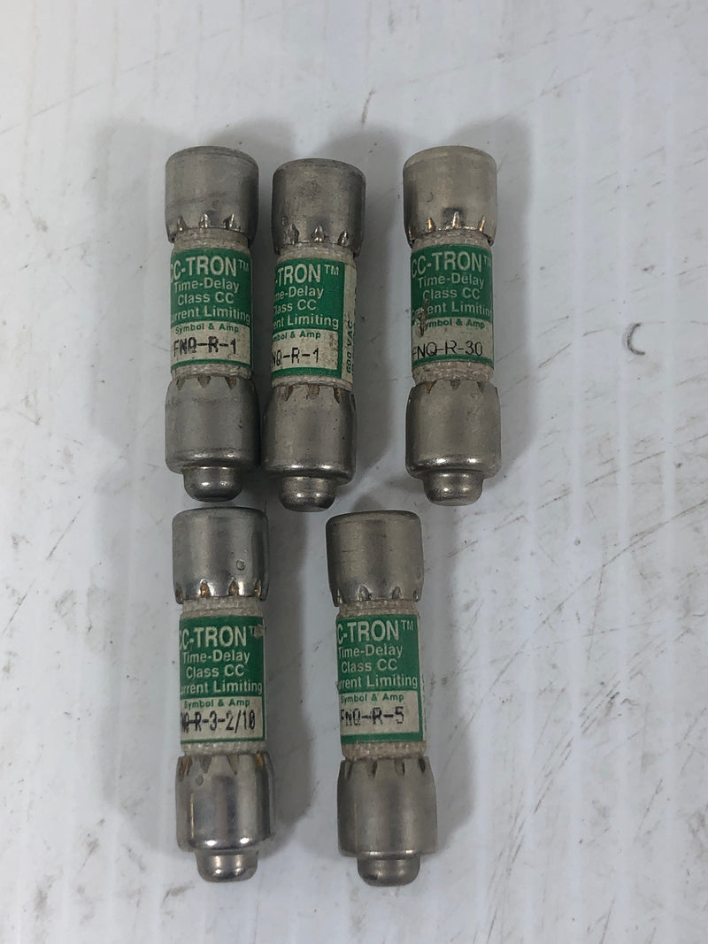 CC-Tron Current Limiting Fuse FNQ-R-1 FNQ-R-3-2/10 FNQ-R-5 FNQ-R-30 Lot of 5