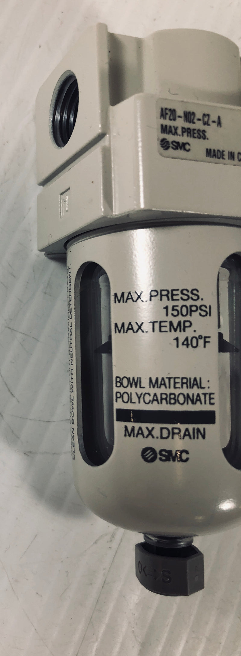 SMC Bowl Assembly AF20-N02-CZ-A Max. Pressure 150 PSI Max. Temperature 140