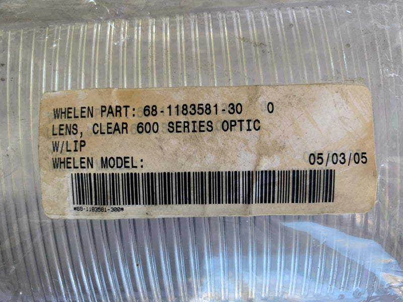 Whelen 600 Series Clear Lens with Lip PN: 68-1183581-300