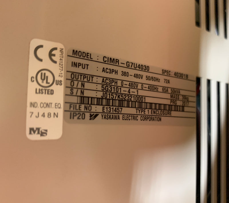 Yaskawa CIMR-G7U4030 AC Drive 3 Phase 380-480V