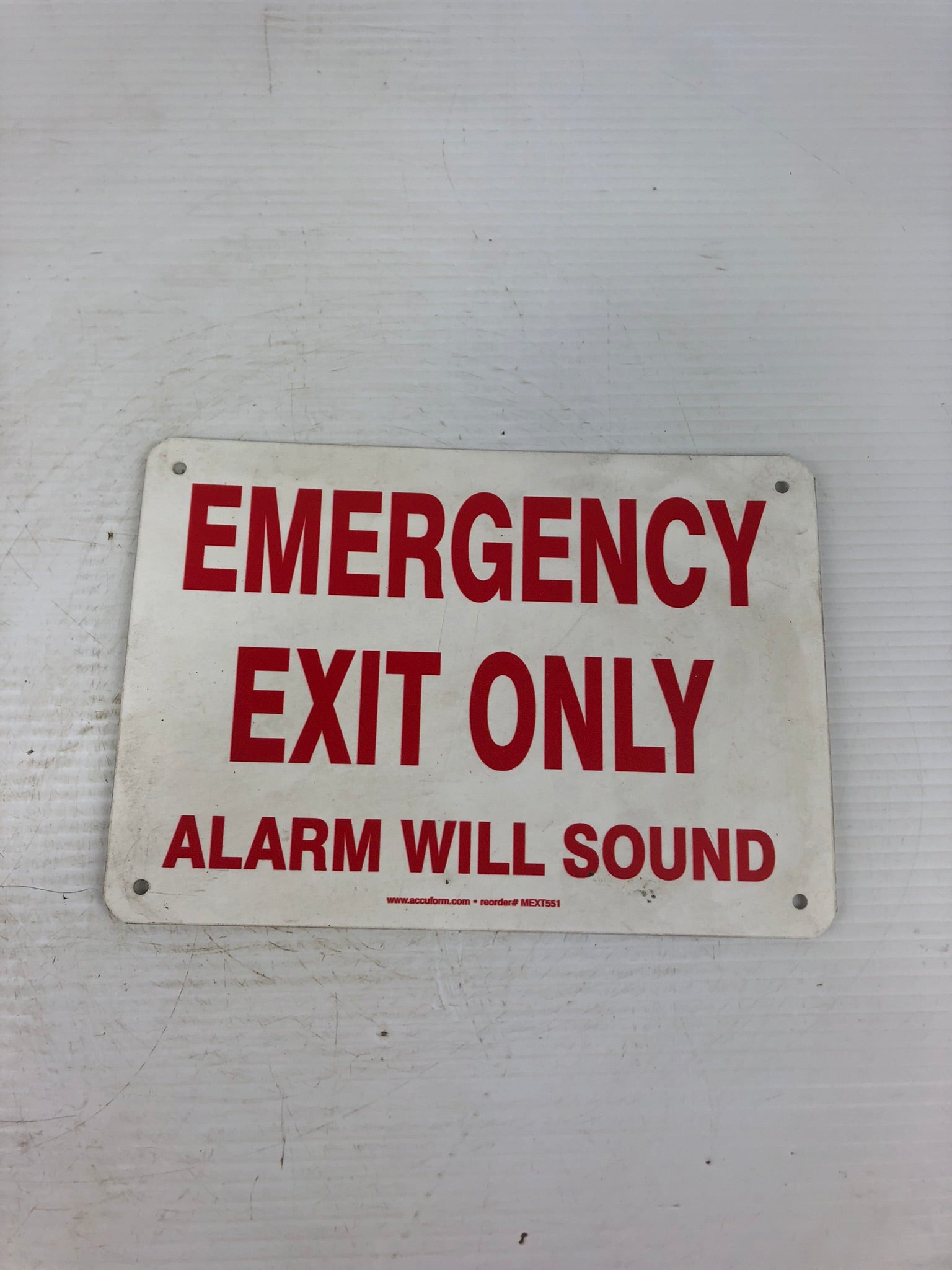 Accuform 119894P Plastic Sign Emergency Exit Only Alarm Will Sound 10x7" MEXT551