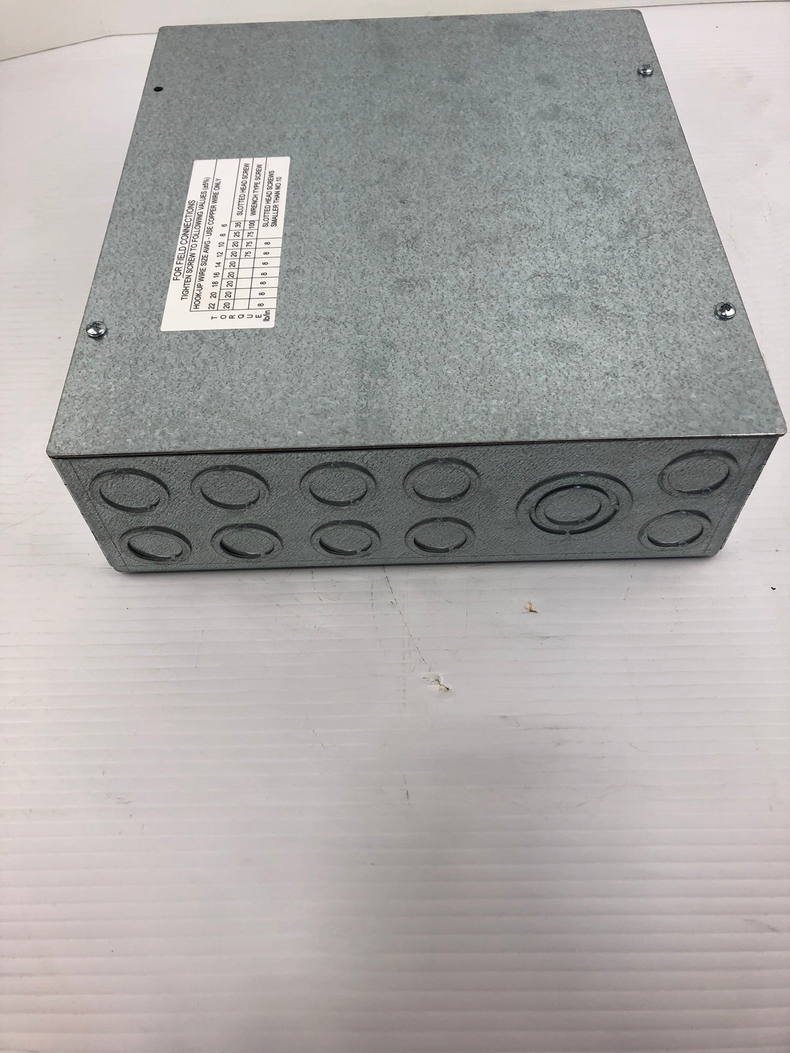 Electrical Junction Box 12" x 10.5" x 3.5" P00570112 138907 Rev 2 Metal Storage