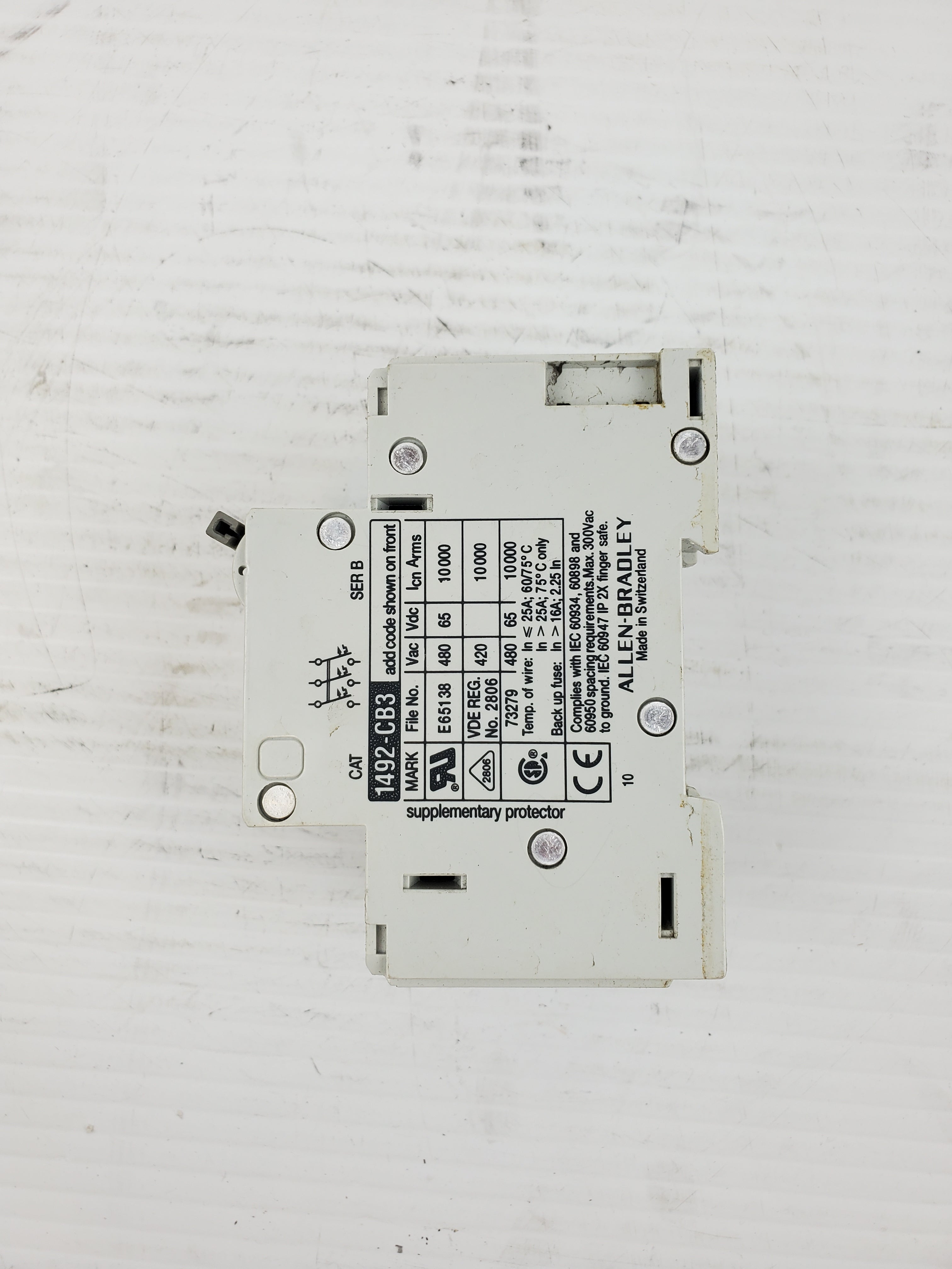 Allen-Bradley 1492-CB3 Series B Circuit Breaker G050 3-Pole 5A