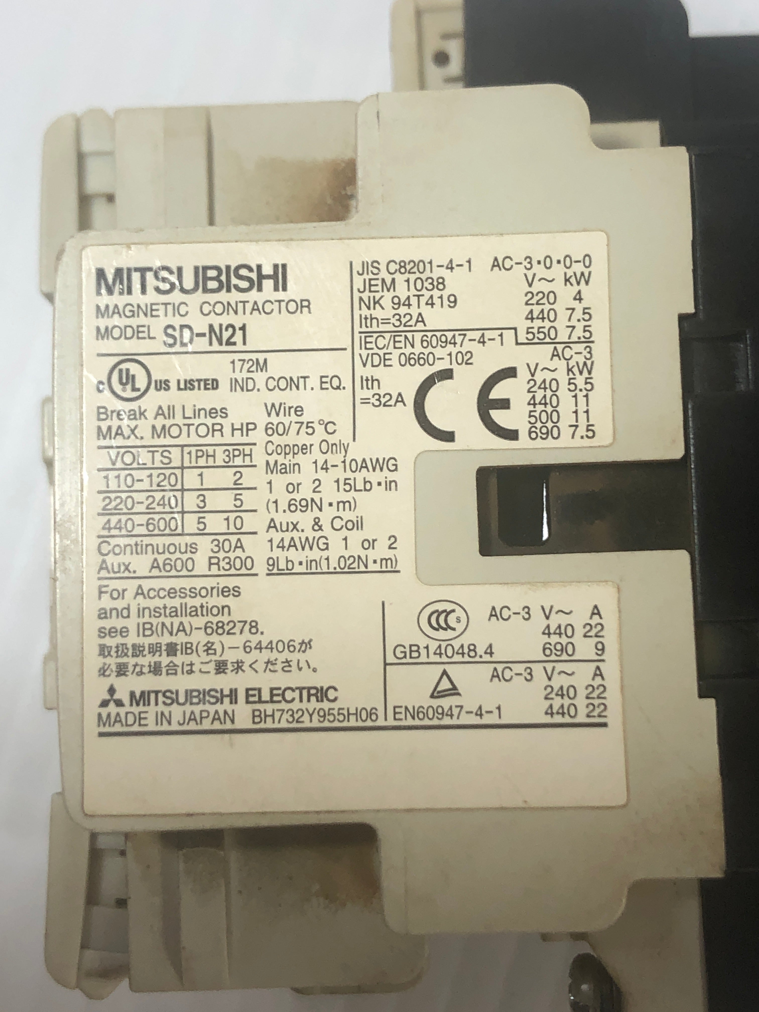 Mitsubishi Magnetic Contactor SD-N21