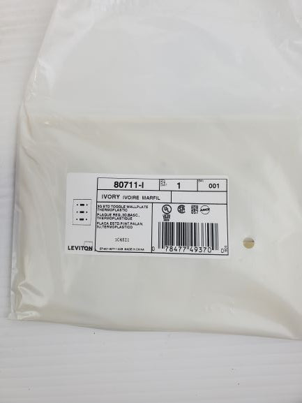 Leviton 80711-I Ivory 3G STD Toggle Wallplate Thermoplastic (Box of 10)