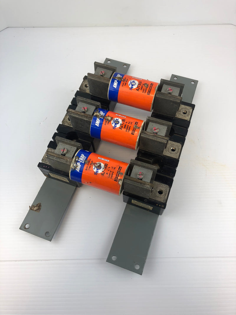 AMP AJT300 3 Fuses with Allen Bradley Fuse Holders 4012056915 & 4012056903