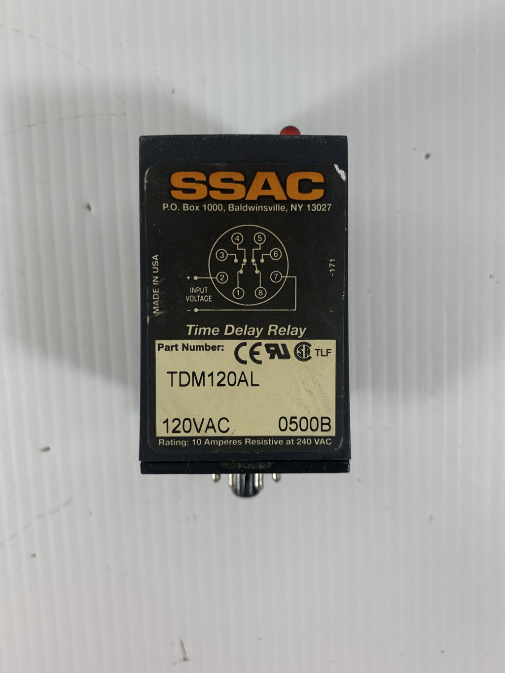 Ssac Timer Relay SSAC TDM120AL Time Delay Relay 120 VAC 0500B