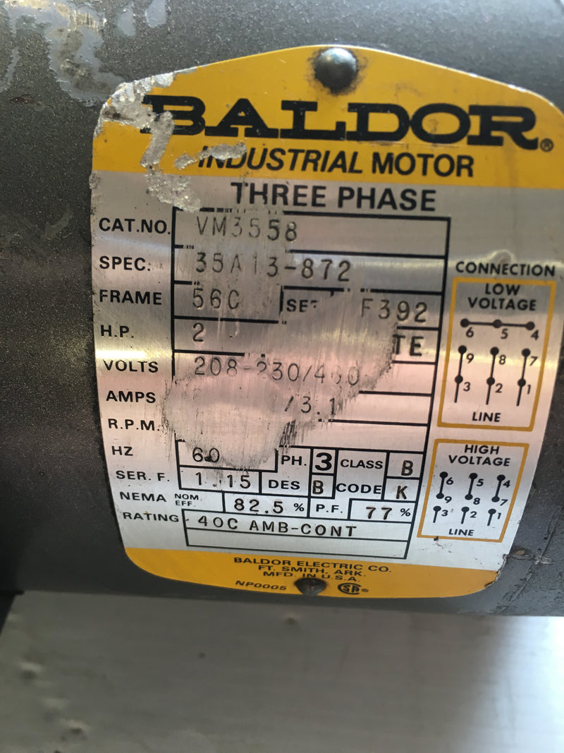 Baldor Electric Motor VM3558 2HP 208-230/460 V 3PH