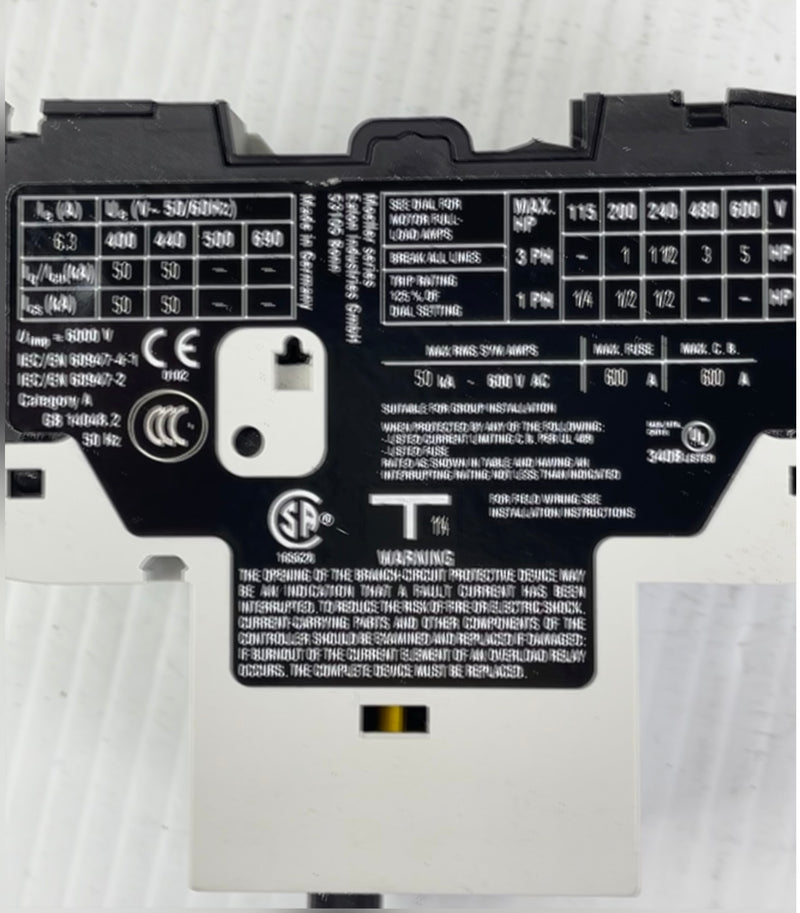Eaton Moeller Series Motor Protection Breaker Switch PKZM01-6,3 XTPB6P3BC1