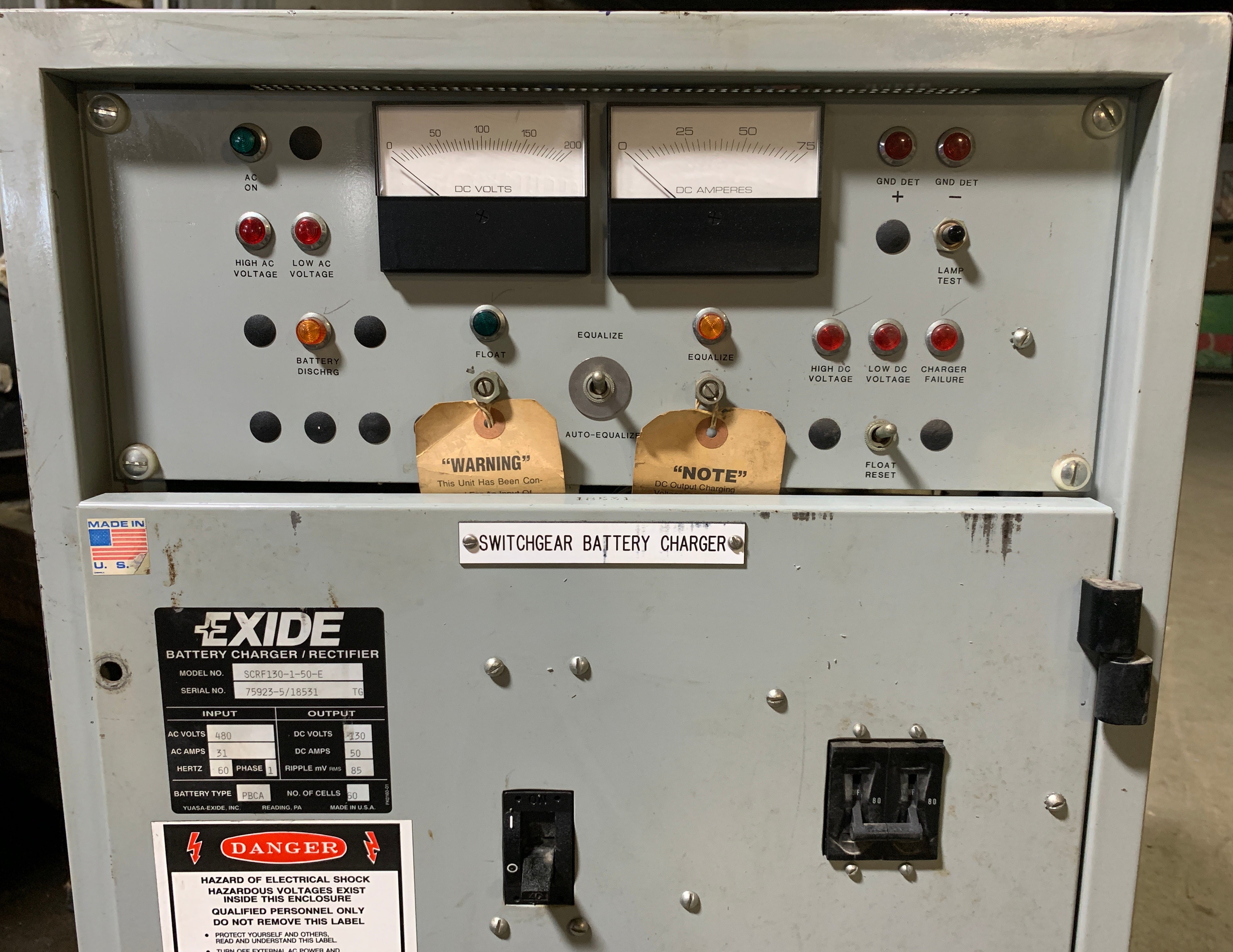 Exide SCRF130-1-50-E Charger Rectifier 480V 31 Amps 1 Phase