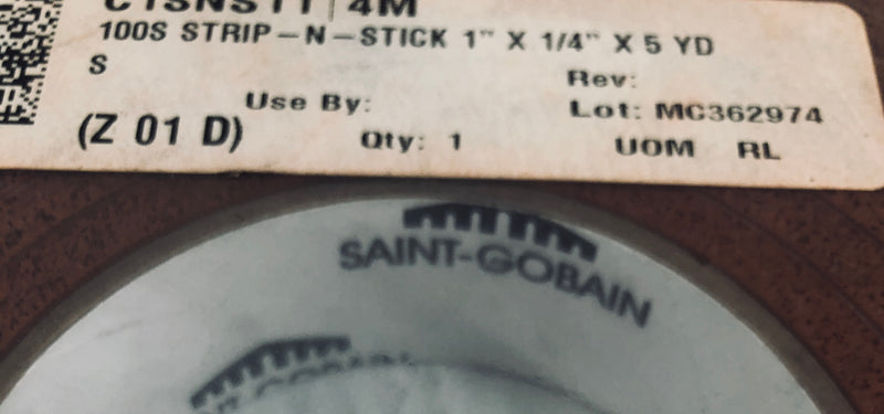 Saint-Gobain Gasket 100S Strip-N-Stick 1" x 1/4" x 5'