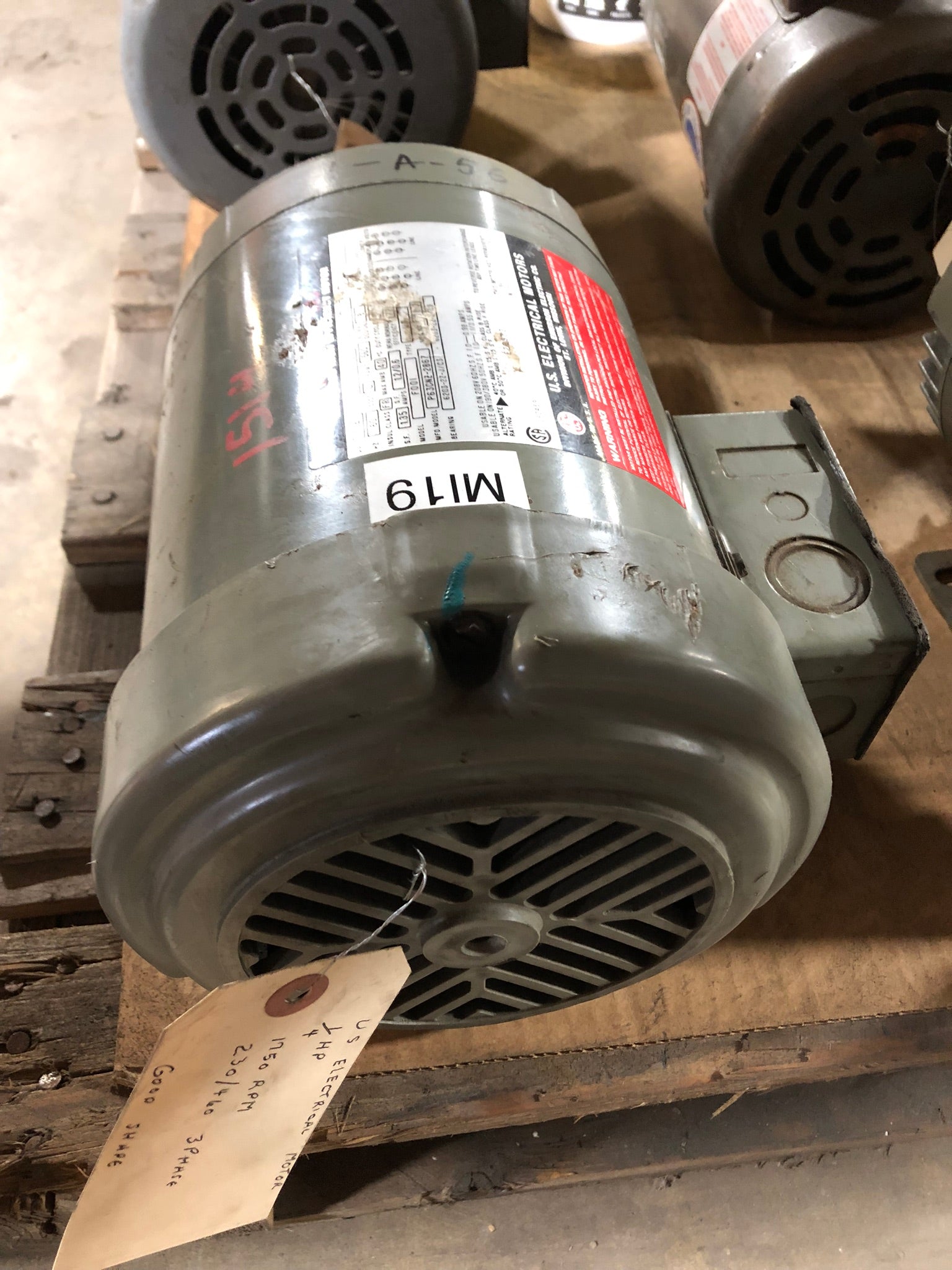 U.S. Electrical P63CNZ-2867 1/4 HP 3 Phase Unimount 125 Motor 1750 RPM