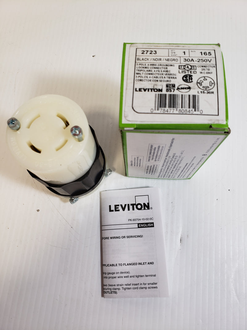 Leviton 2723 Grounding Locking Connector 3 Pole 4 Wire