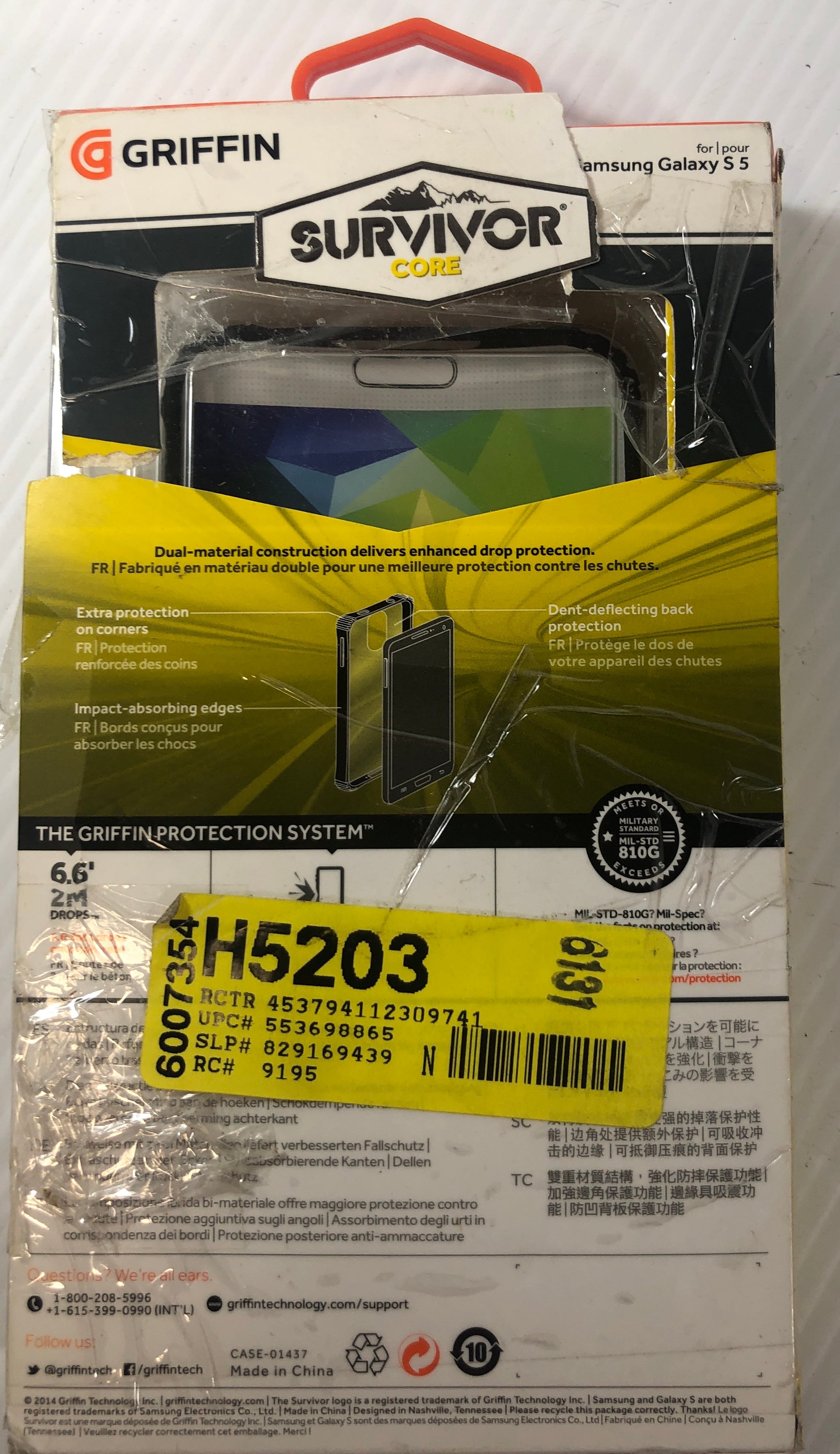 Griffin Survivor Core Samsung Galaxy S5 Case Black Sides, Clear Back
