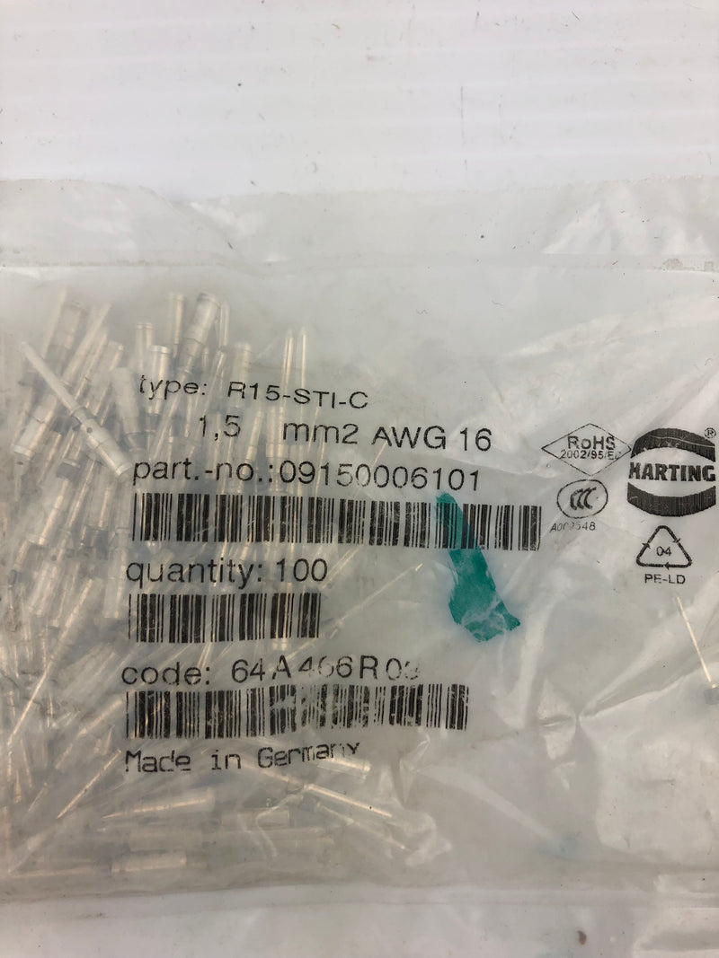 Harting 09150006101 Connector Contacts R15-STI-C - Bag of 100