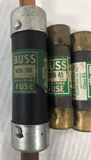 Buss One-Time Fuse One Non 100 and Two Non 45 Total Lot of 3