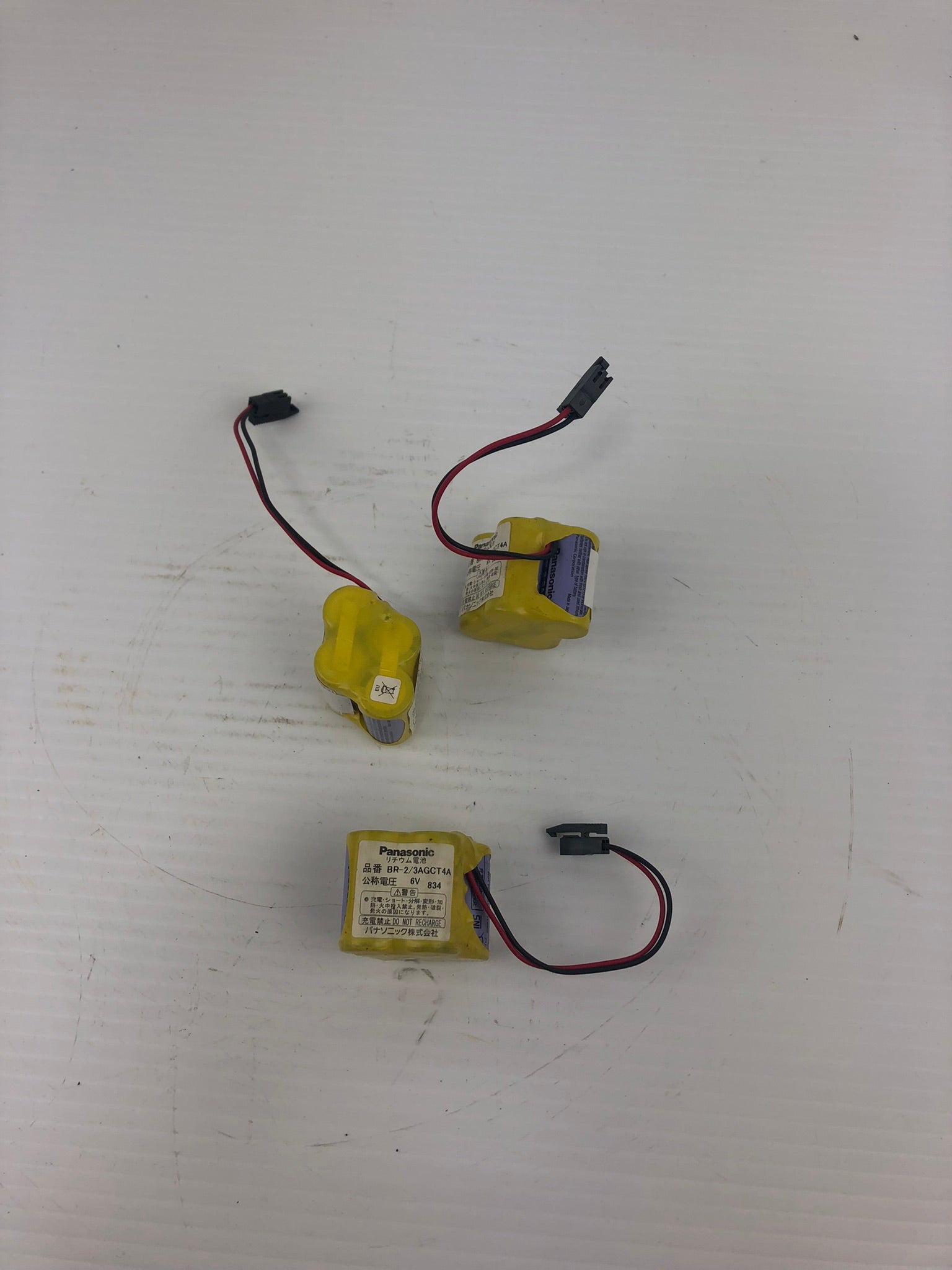 Panasonic BR-2/3AGCT4A Fanuc Lithium Battery with Plug 6 Volt - Lot of 3