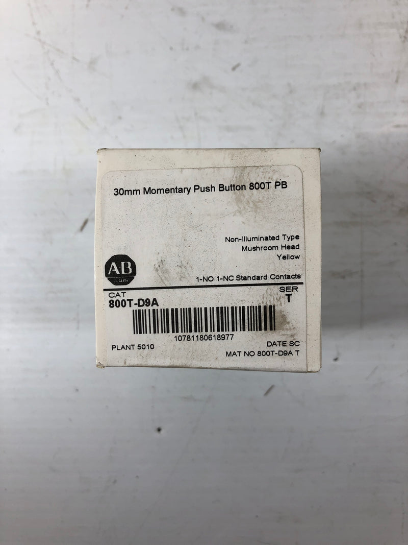 Allen Bradley 800T-D9A Series T Yellow 30mm Momentary Push Button 800T PB