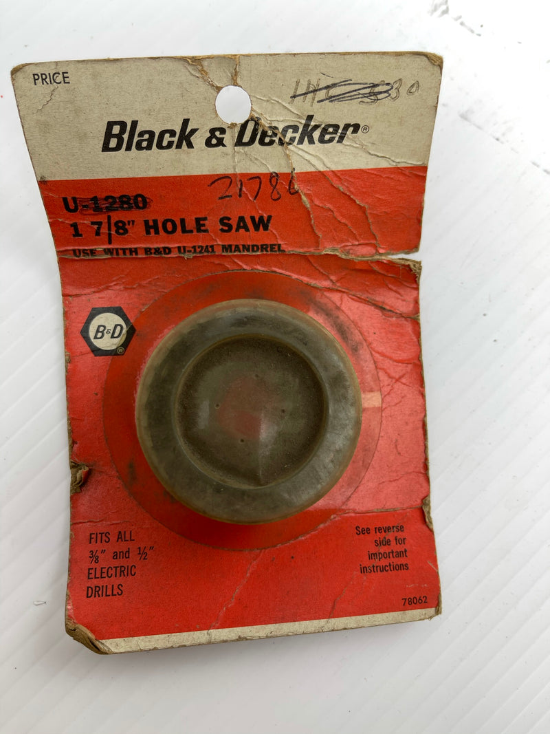 Black & Decker 1-7/8" Hole Saw Use With U-1241 Mandrel