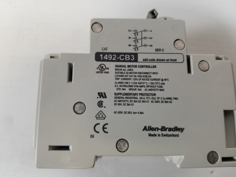 Allen Bradley 1492-CB3H050 Manual Motor Controller Circuit Breaker