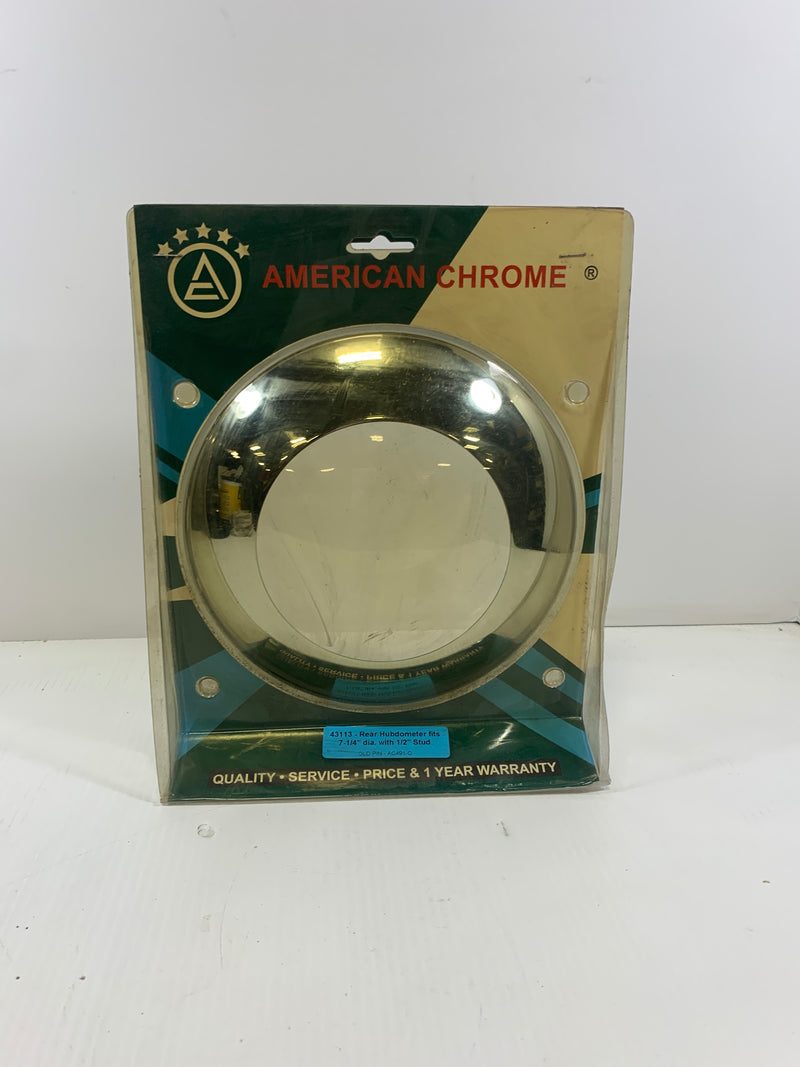 American Chrome Rear Hubdometer 43113 7 1/4" Dia 1/2" Stud