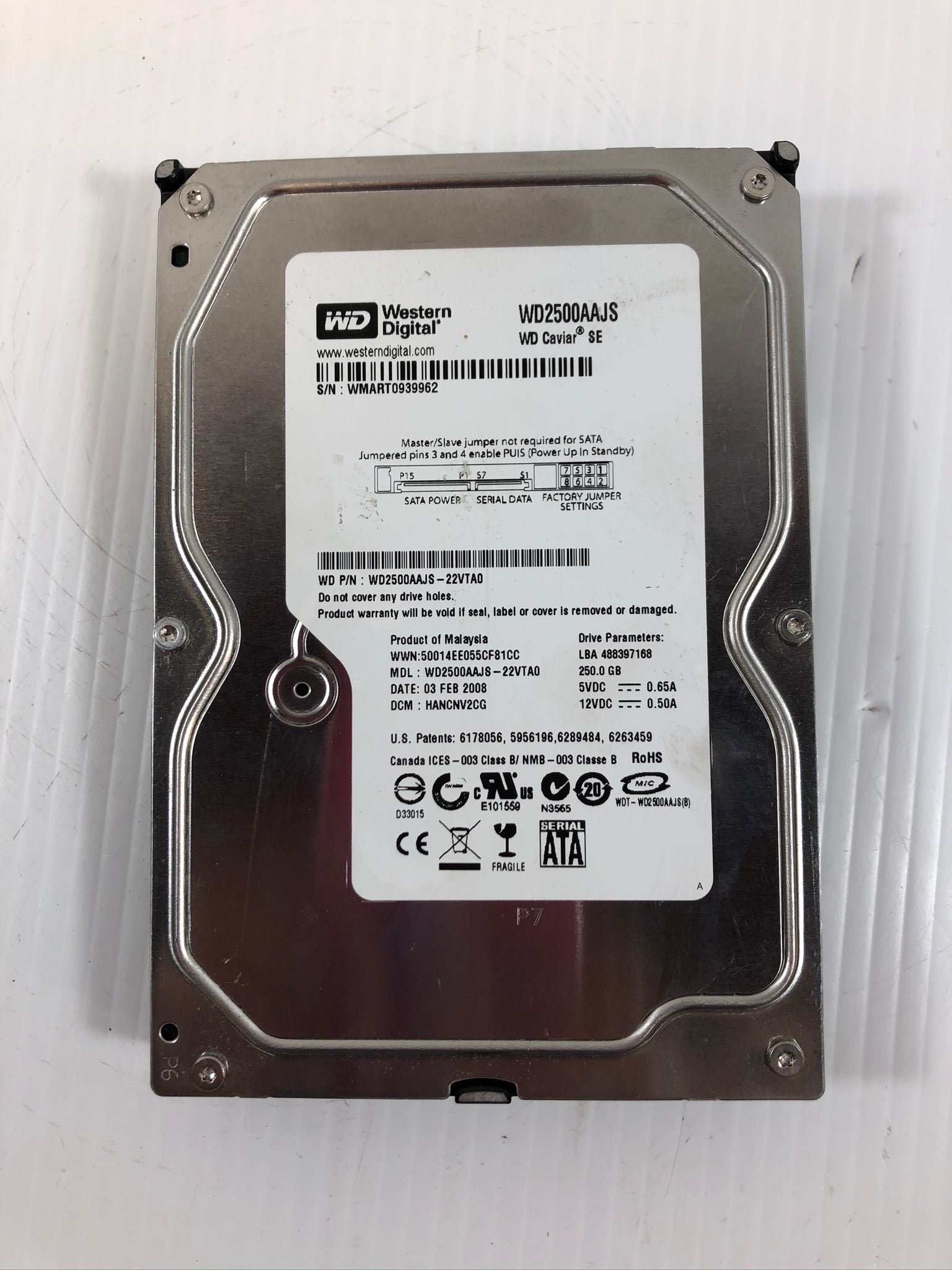 Western Digital 250GB Hard Drive WD2500AAJS-22VTA0 WD Caviar SE