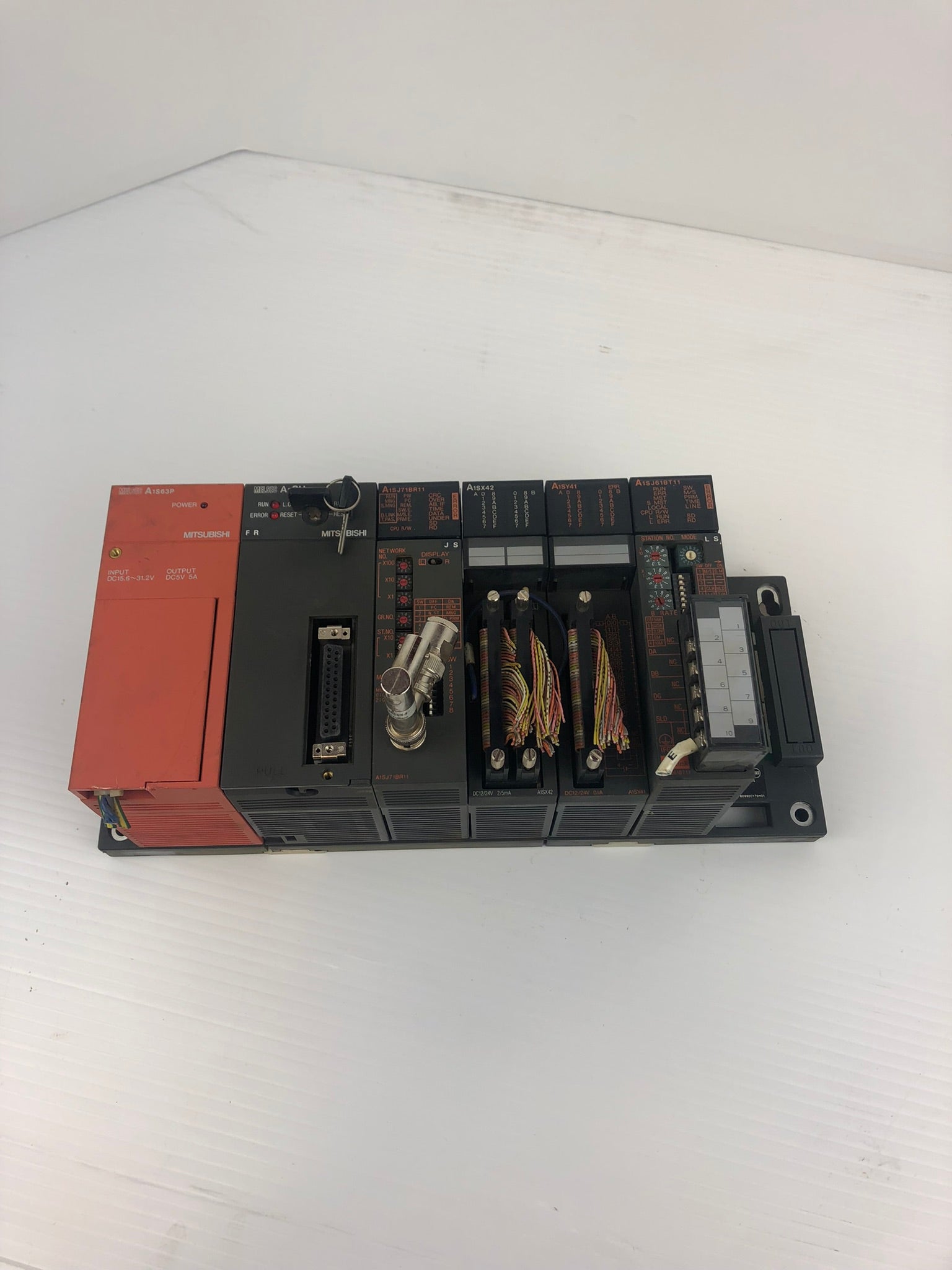 Mitsubishi A1S63P PLC CPU 7 Slot Rack with 6 Modules