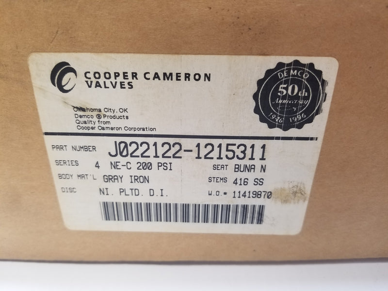 Cooper Cameron J022122-1215311 Manual Actuation Butterfly Valve 4"