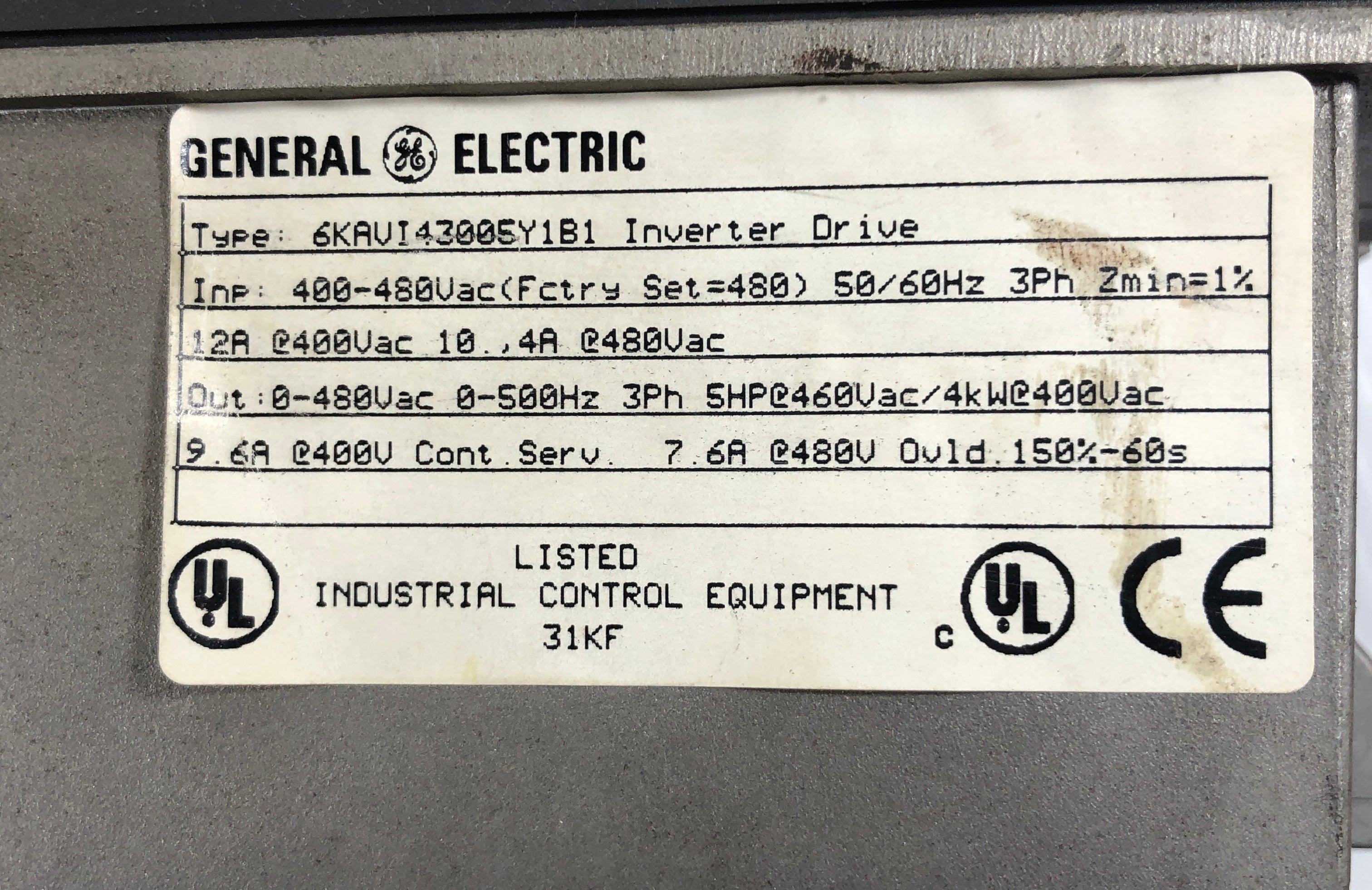 GE Inverter Drive AV-3001 Type 6KAVI43005Y1B1