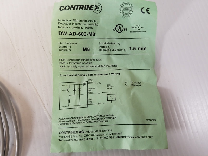 Contrinex DW-AD-603-M8 Inductive Proximity Sensor