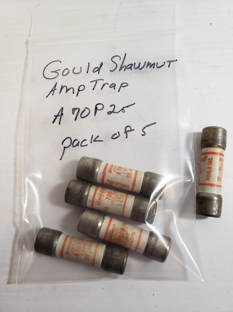 Gould Shawmut Fuse Amp Trap A70P25 25 Amp Type 1 Pack of 5