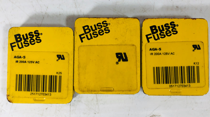 Buss Fuses AGA-5 3 Boxes (Lot of 15 Fuses)