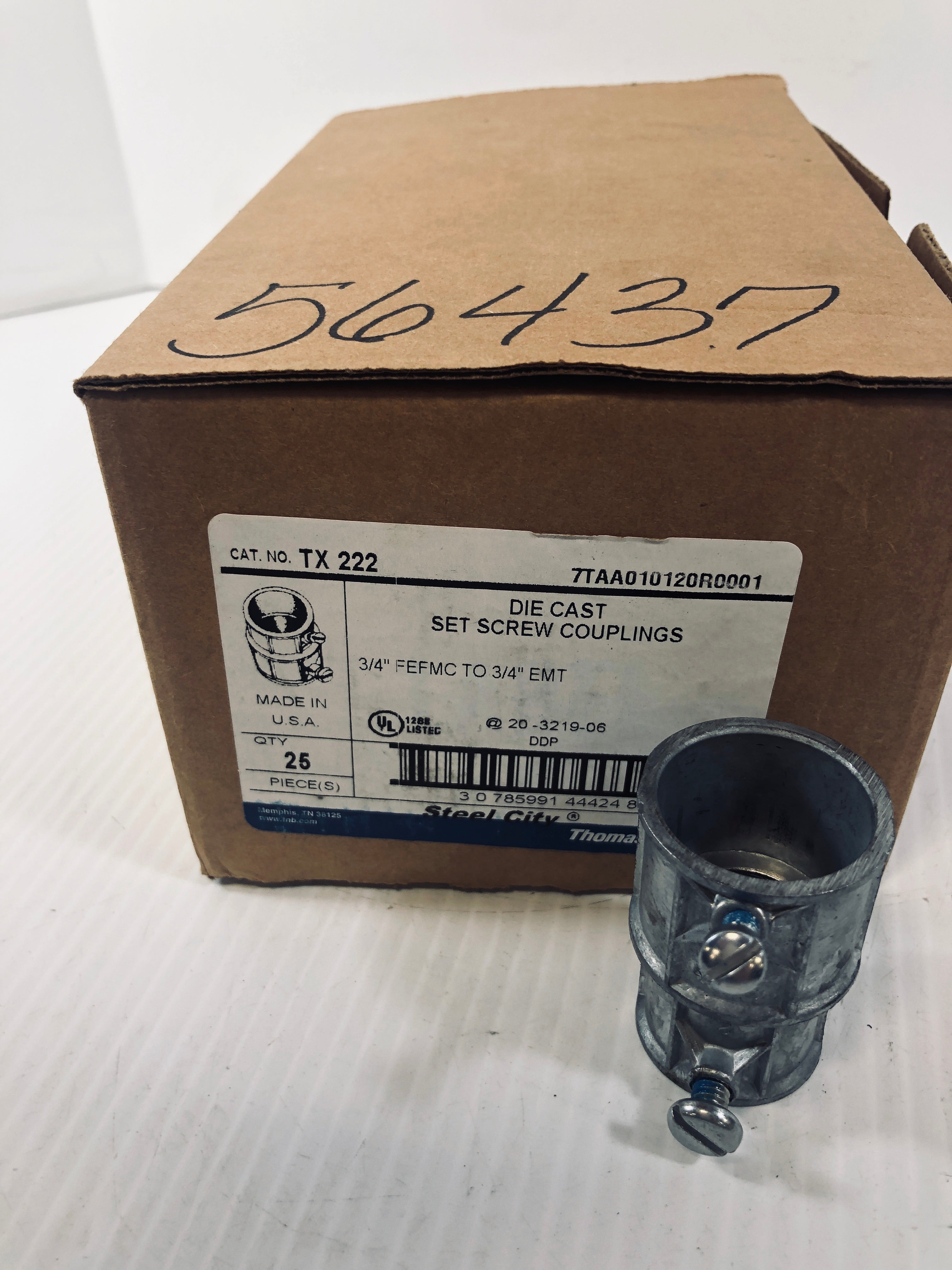 Thomas & Betts Steel City 3/4" Die Cast Set Screw Coupling TX 222 Box of 25