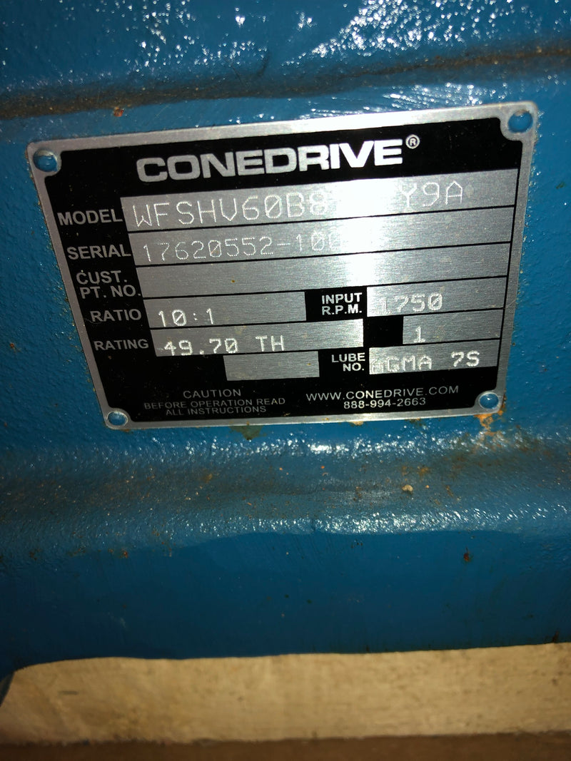 Conedrive WFSHV60B876-Y9A Speed Reducer 1750 RPM 10:1 Ratio