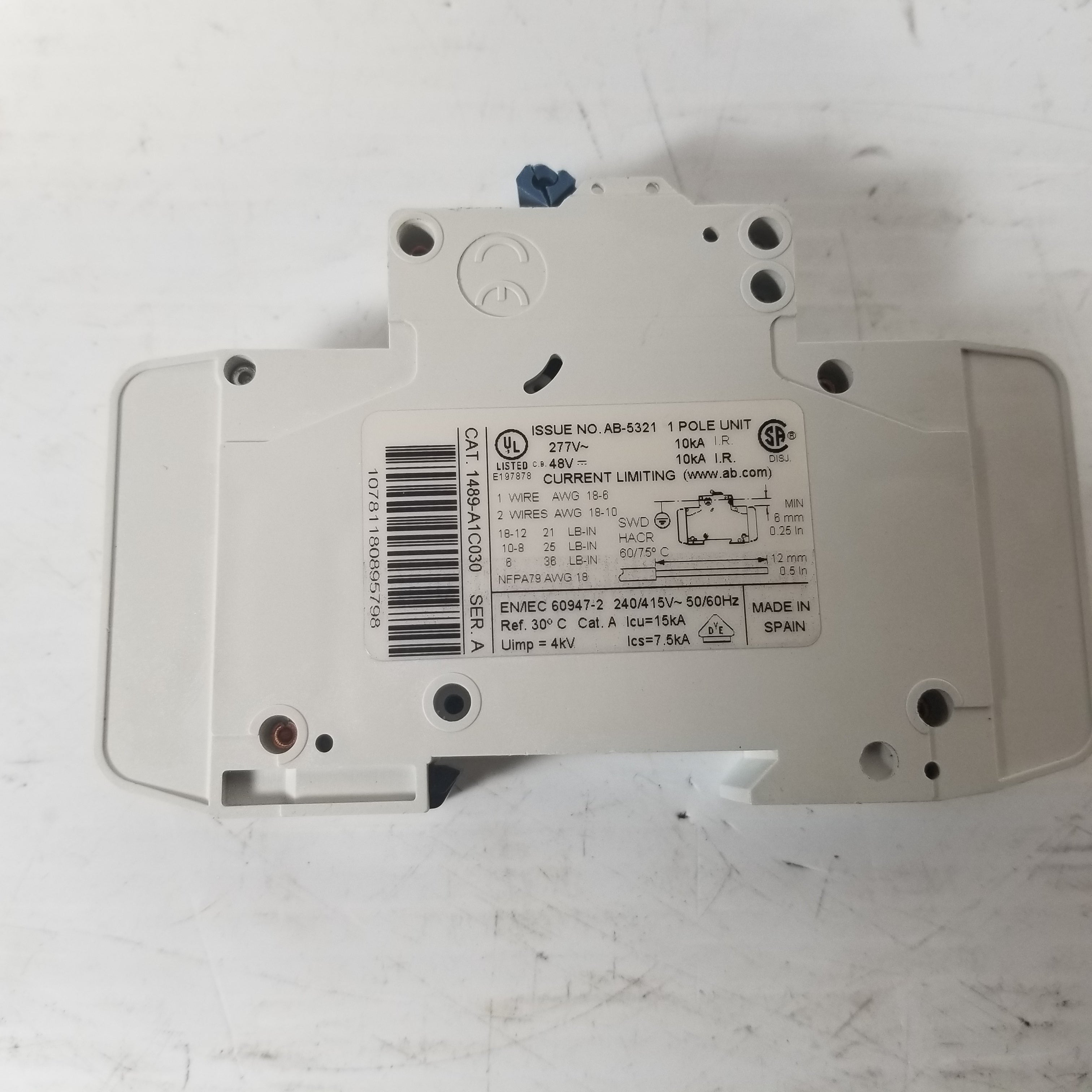 Allen-Bradley 1489-A1C030 3A Single Pole Circuit Breaker